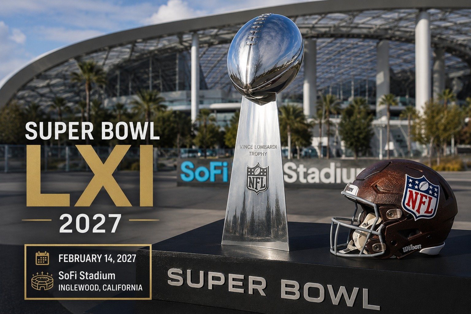 NFL championship trophy at SoFi Stadium