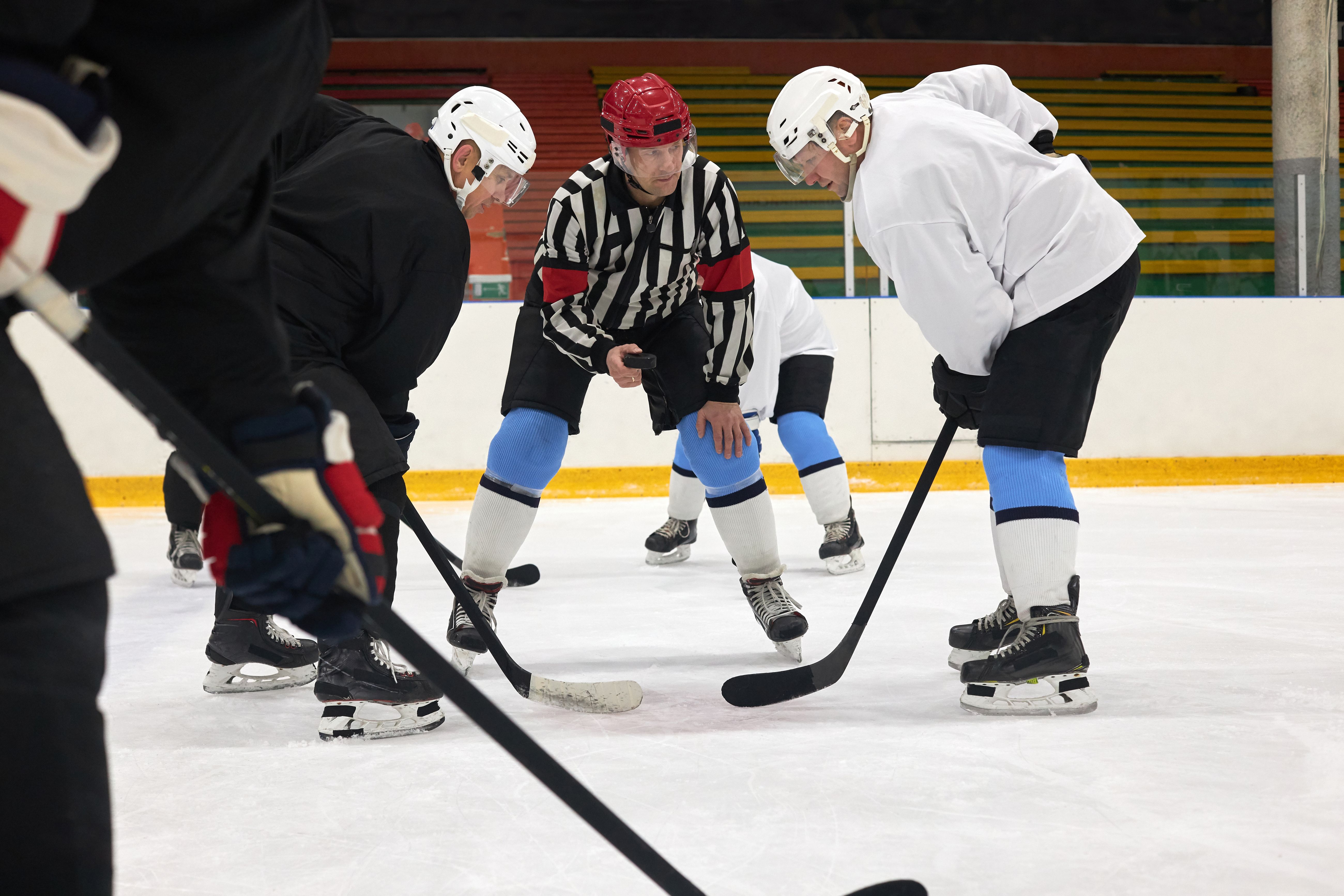 Young NHL prospect skating with puck